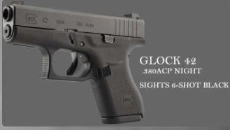 GLOCK 42 .380ACP NIGHT SIGHTS 6-SHOT BLACK